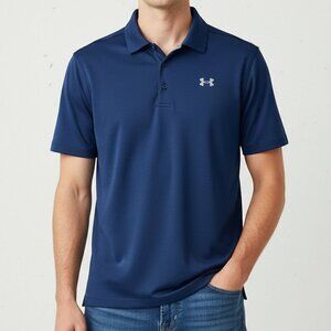Under Armour HeatGear Men’s Polo Shirt Blue Loose Fit Size Small